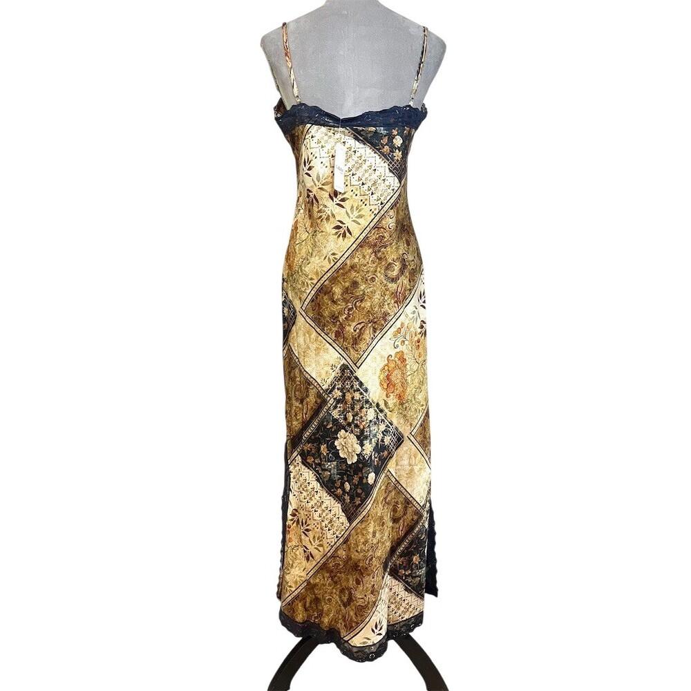 Y2k Satin Patchwork Western Maxi Slip Dress L Festival Rodeo Cowgirl Summer - Picture 9 of 15